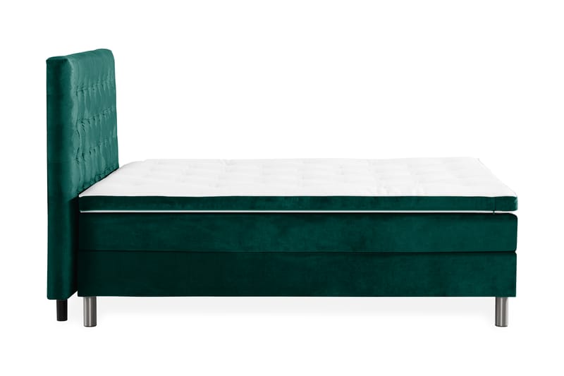 Sengepakke Rebeca 120x200 cm Rutete Sengegavl - Mørkegrønn | Fløyel - Kontinentalsenger - Komplett sengepakke