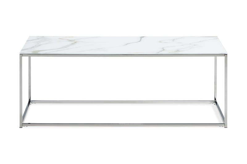 Sofabord Valeria 120 cm Marmormønster - Glass/Hvit/Krom - Marmorbord - Sofabord & salongbord