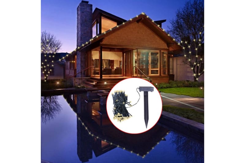 Lysslynge Solcelle Julepynt - Svart - Hagebelysning - Lyslenke utendørs - Balkongbelysning - Terrassebelysning