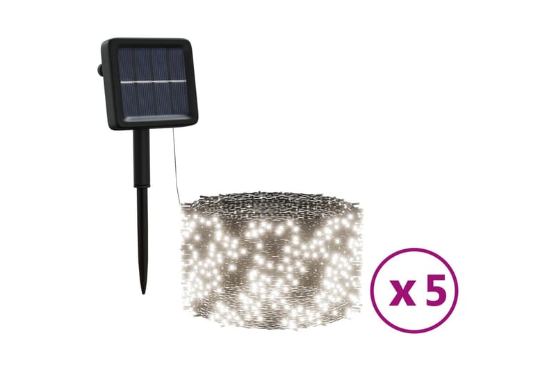 Soldrevne lysslynger 5stk LED kaldhvit innendørs utendørs - Hvit - Lysslynge innendørs - Dekorasjonsbelysning