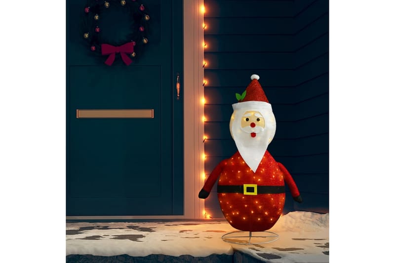 Dekorativ julenissefigur LED luksusstoff 120 cm - Rød - Julebelysning utendørs