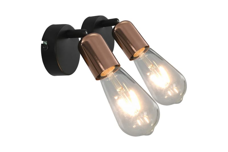 Spotlys 2 stk svart og kobber E27 - Svart - Veggspotlight - Downlights & spotlights - Lamper gang