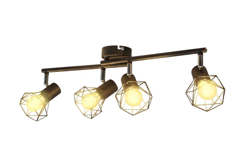 Spotlys industrielt design med 4 LED-glødelamper - Svart - Downlights & spotlights - Lamper gang - Spotlight skinne