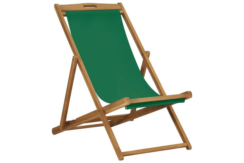 Sammenleggbar strandstol heltre teak grønn - Grønn - Balkongstoler - Strandstol - Strandstoler & campingstoler
