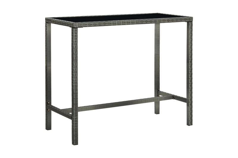 Hagebarbord grå 130x60x110 cm polyrotting og glass - Grå - Barbord utendørs