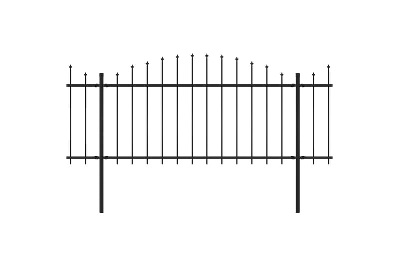 Hagegjerde med spydtopp stål (1,25-1,5)x13,6 m svart - Gjerder & Grinder