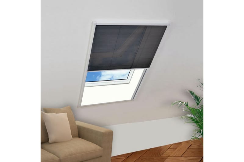 Plissert insektskjerm for vindu aluminium 80x100 cm - Beige|Hvit - Myggnett