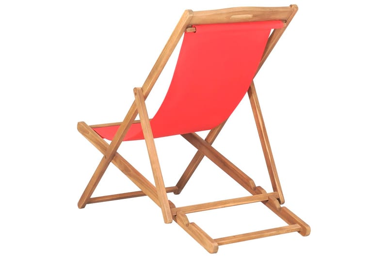 Sammenleggbar strandstol heltre teak rød - Rød - Balkongstoler - Strandstol - Strandstoler & campingstoler