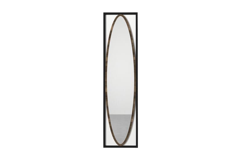 Speil Jeanifer 39 cm - Svart|Valnøtt - Gangspeil - Helkroppsspeil - Veggspeil