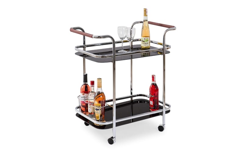 Drinkvogn Rubie Glass - Svart - Trillebord & Serveringsbord - Rullevogn, rullebord & serveringsbord