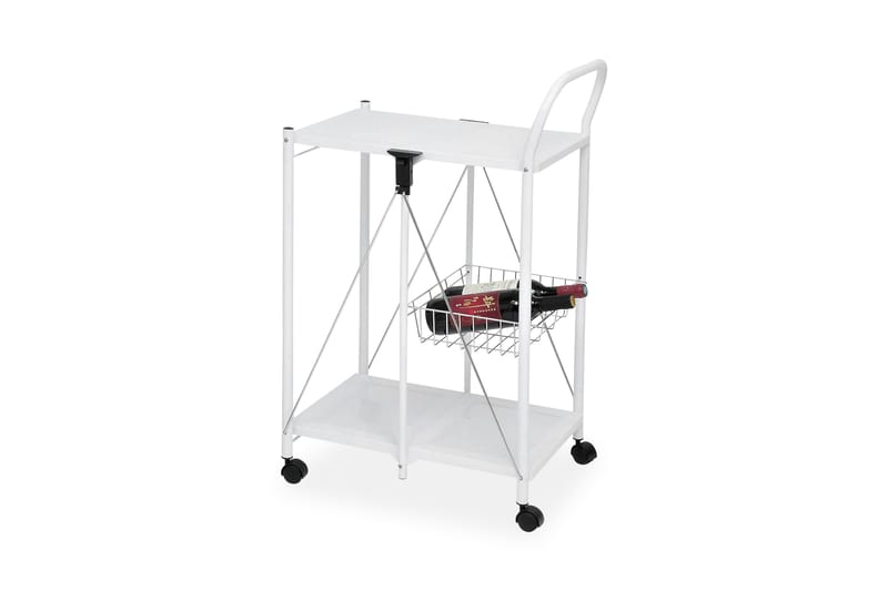 Rullebord Lively 58 cm Sammenleggbart - Hvit|Krom - Trillebord & Serveringsbord - Rullevogn, rullebord & serveringsbord