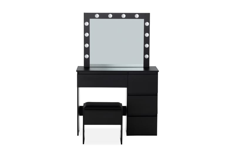 Sminkbord Lycke 140 cm med LED Belysning - Svart - Sminkebord & toalettbord - Sminkebord med speil - Sminkebord med lamper