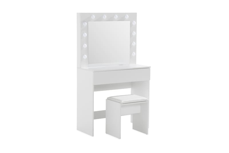 Sminkebord Lindshult 80 cm med LED-Belysning - Hvit - Sminkebord & toalettbord - Sminkebord med lamper
