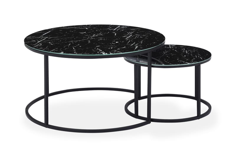 Settbord Grasp Marmorglass - Svart - Sofabord & salongbord - Settbord