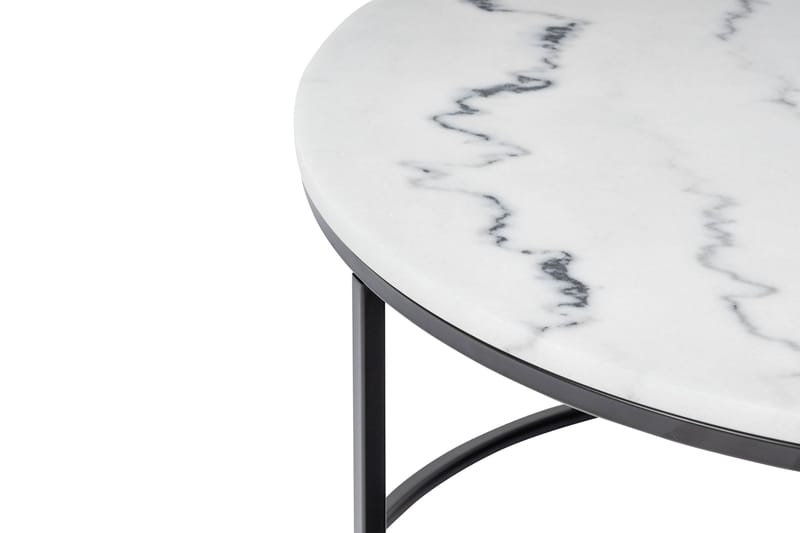 Settbord Titania Rundt Marmor - Hvit/Svart - Marmorbord - Sofabord & salongbord - Settbord