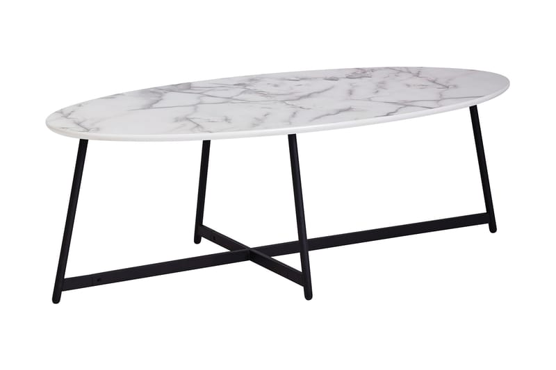 Sofabord Barela 120 cm Ovalt Marmormønster - Hvit/Svart - Marmorbord - Sofabord & salongbord