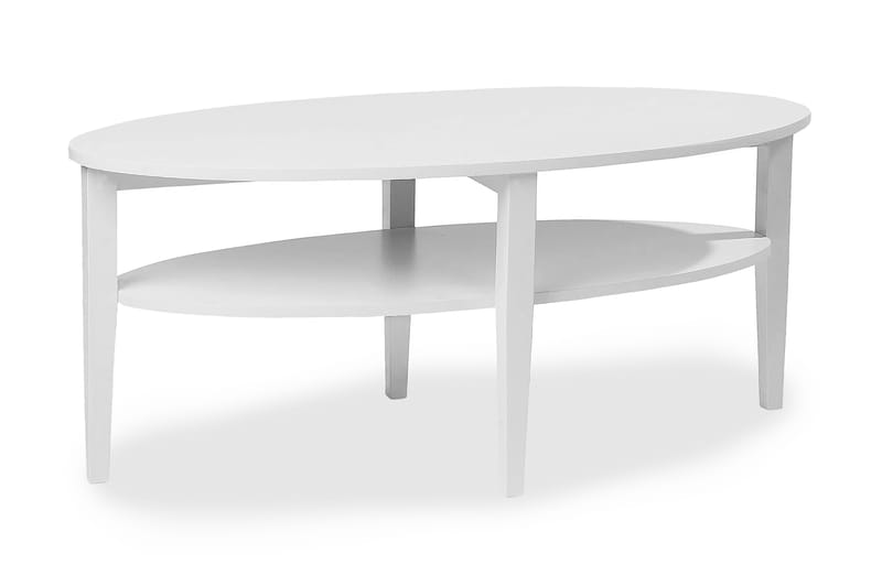 Sofabord Svedjan 120 cm Ovalt med Oppbevaringshylle Hvit - Hvit - Sofabord med oppbevaring - Sofabord & salongbord