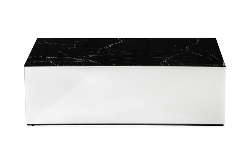 Sofabord Vathy 110 cm Marmormønster - Spegel/Glass/Svart - Marmorbord - Sofabord & salongbord