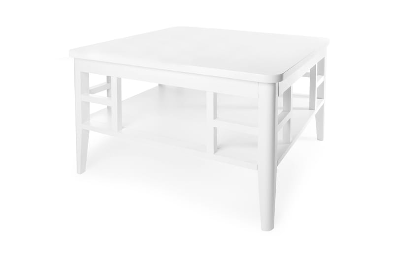 Sofabord Piteå 80 cm med Oppbevaringshylle Hvit - Hvit - Sofabord med oppbevaring - Sofabord & salongbord