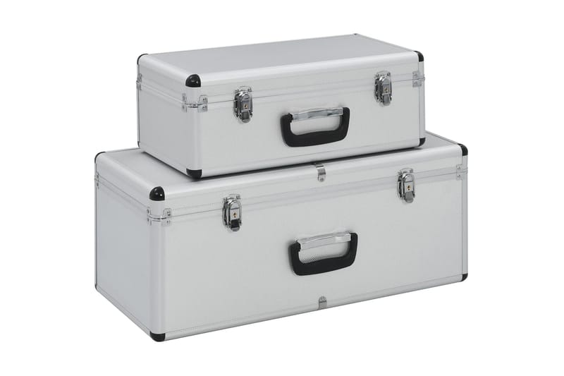 Oppbevaringskasser 2 stk sølv aluminium - Silver - Oppbevaringskiste & sengekiste