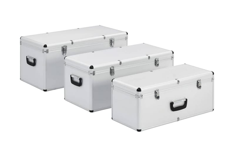 Oppbevaringskasser 3 stk sølv aluminium - Silver - Oppbevaringskiste & sengekiste