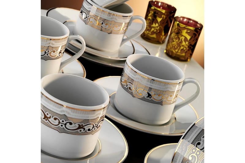 Kaffekoppsett Adine 12 Deler - Porselen/Hvit - Kaffekopp & kaffekrus - Porselen