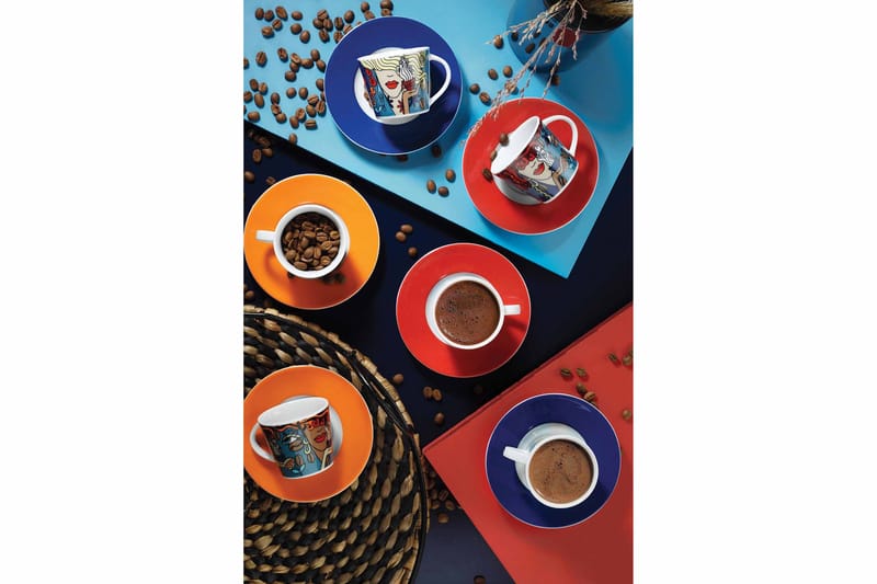 Kaffeservise 12-pk - Flerfarget - Kaffekopp & kaffekrus - Porselen