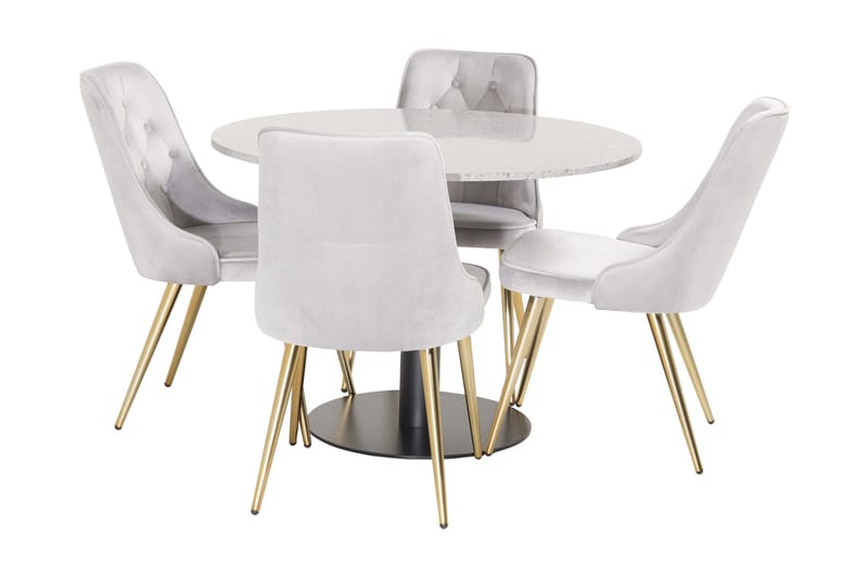 Spisegruppe Chantor 106cm Rund inkl. 4 Chantor Lyx Fløyelsst - Spisegruppe