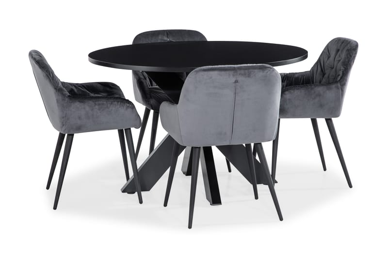 Spisegruppe Redex Rund 120 cm med 4 Khloe Kjøkkenstoler Fløy - Spisegruppe