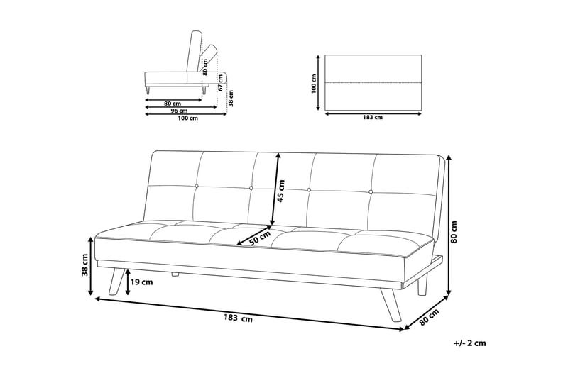 Sovesofa Froya 183 cm - Grå - Møbler - Sofaer - Sovesofaer - Langsgående sovesofa