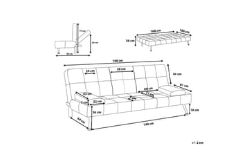 Divansofa Roxen 168 cm - Blå - Møbler - Sofaer - Sovesofaer - Langsgående sovesofa
