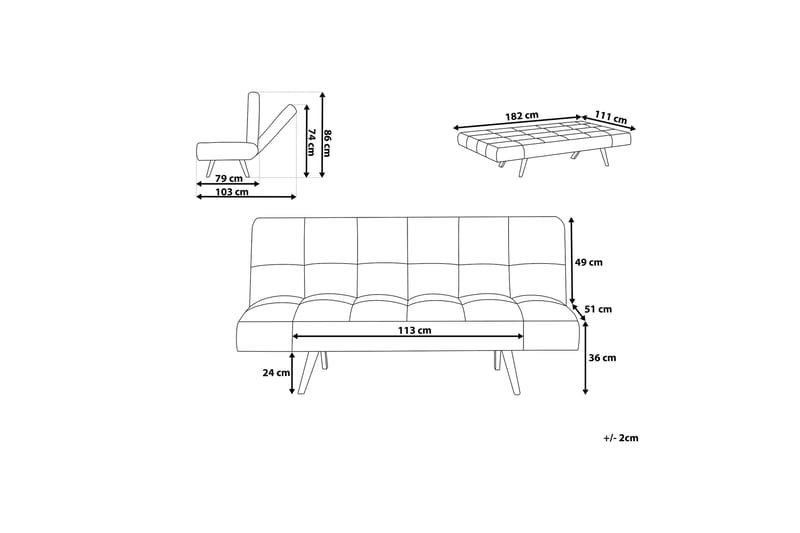 Sovesofa Ingaro 182 cm - Grå - Møbler - Sofaer - Sovesofaer - Langsgående sovesofa
