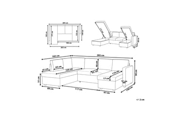 Sovesofa Karrabo 285 cm - Grå - Møbler - Sofaer - Sovesofaer - Langsgående sovesofa