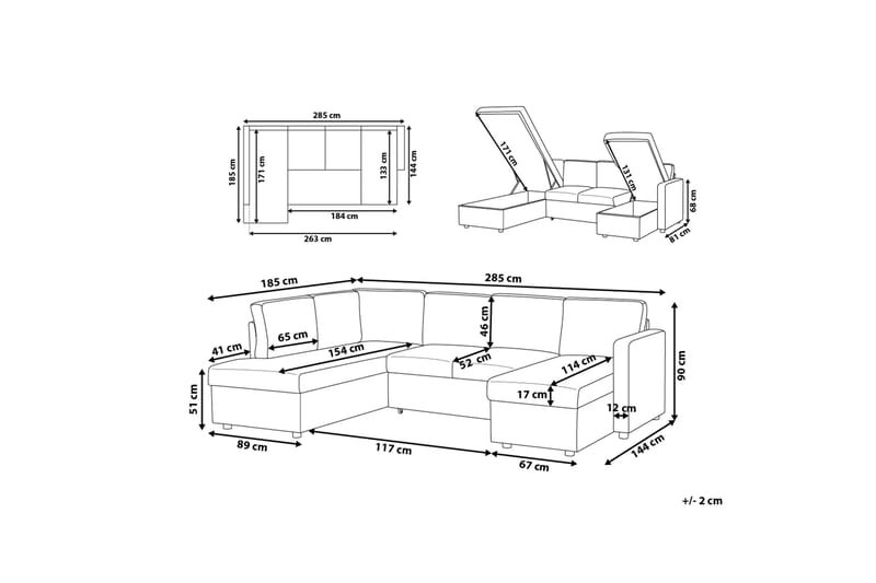 Sovesofa Karrabo 285 cm - Grå - Møbler - Sofaer - Sovesofaer - Langsgående sovesofa