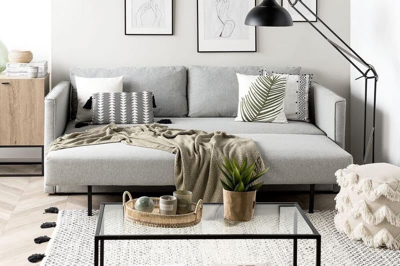 Sovesofa Eksjo 220 cm - Grå - Møbler - Sofaer - Sovesofaer - Langsgående sovesofa