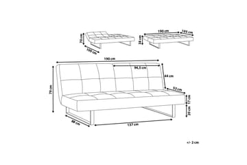 Sovesofa Dublin 190 cm - Beige | Grå - Møbler - Sofaer - Sovesofaer - Langsgående sovesofa