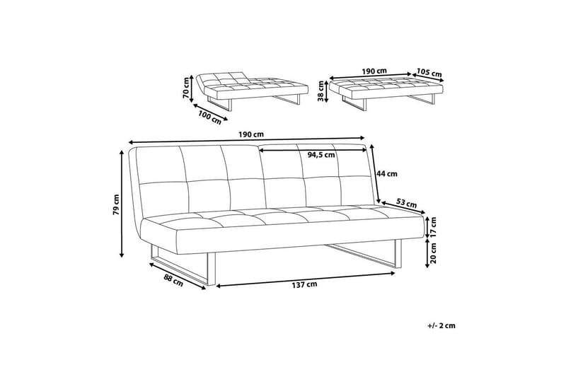 Sovesofa Dublin 190 cm - Beige | Grå - Møbler - Sofaer - Sovesofaer - Langsgående sovesofa
