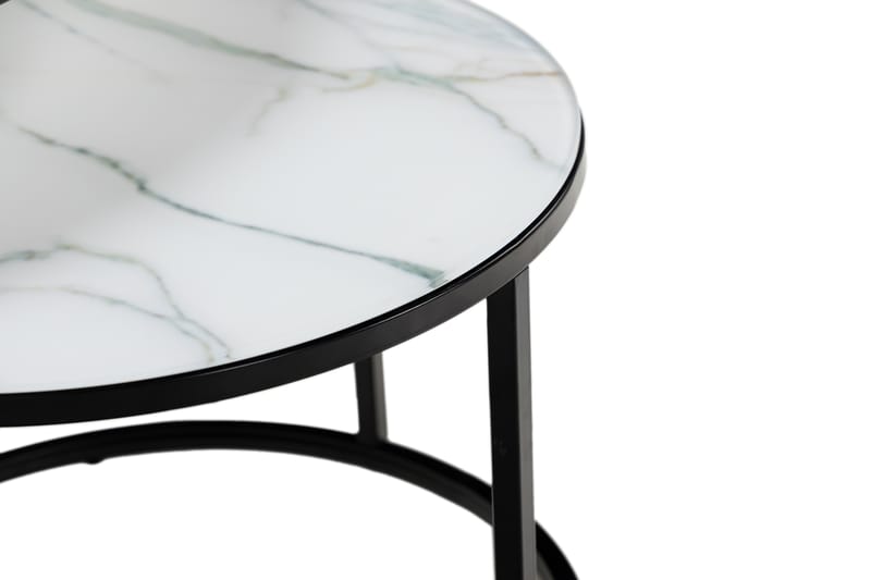 Settbord Grasp Marmorglass - Svart|Hvit - Settbord - Sofabord & salongbord