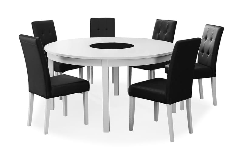 Spisegruppe Octavia 150 cm Rund med 6 Leo Spisestol Kunstlær - Spisegruppe