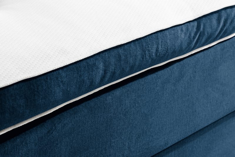 Sengepakke Rebeca 140x200 cm Rutete Sengegavl - Mørkeblå | Fløyel - Kontinentalsenger - Komplett sengepakke