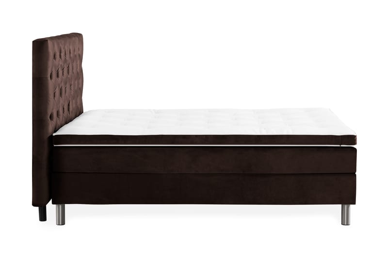 Sengepakke Rebeca 120x200 cm Dypheftet Sengegavl - Brun | Fløyel - Kontinentalsenger - Komplett sengepakke