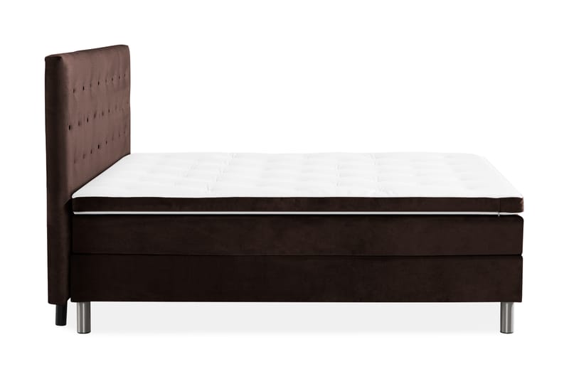 Sengepakke Rebeca 180x200 cm Gavel med Knapper - Brun | Fløyel - Kontinentalsenger - Dobbeltsenger - Komplett sengepakke