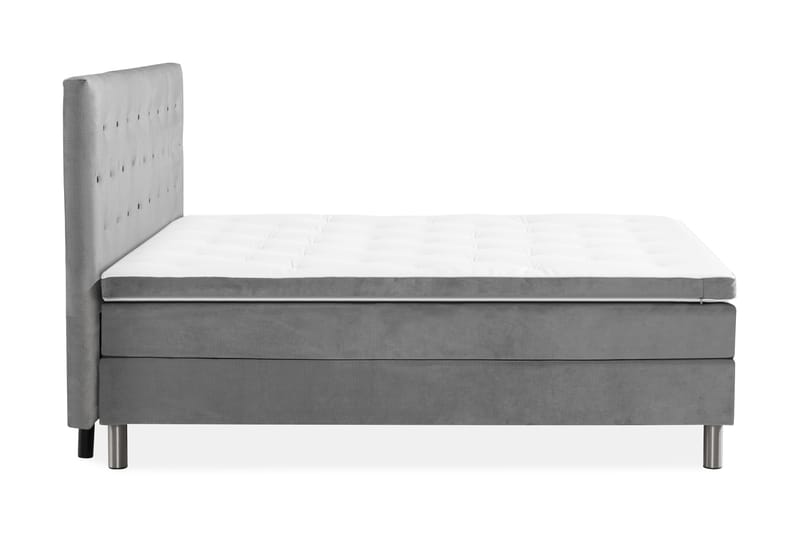 Sengepakke Rebeca 160x200 cm Gavel med Knapper - Lysegrå | Fløyel - Kontinentalsenger - Dobbeltsenger - Komplett sengepakke