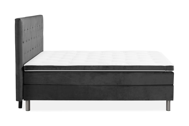 Sengepakke Rebeca 180x200 cm Gavel med Knapper - Mørkegrå | fløyel - Kontinentalsenger - Dobbeltsenger - Komplett sengepakke
