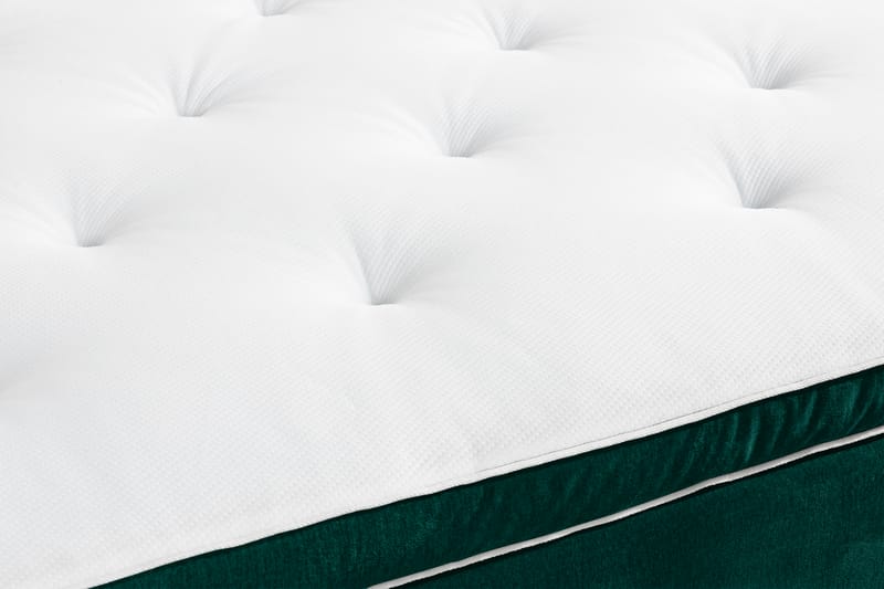 Sengepakke Rebeca 120x200 cm Gavel med Knapper - Mørkegrønn | Fløyel - Kontinentalsenger - Komplett sengepakke