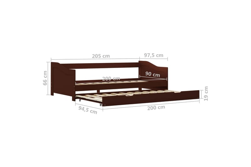 Bäddsoffa ram furu mörkbrun 90x200 cm - Møbler - Sofaer - Sovesofaer - Langsgående sovesofa