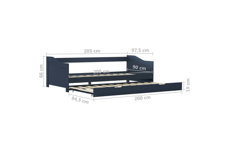 Bäddsoffa ram grå furu 90x200 cm - Møbler - Sofaer - Sovesofaer - Langsgående sovesofa