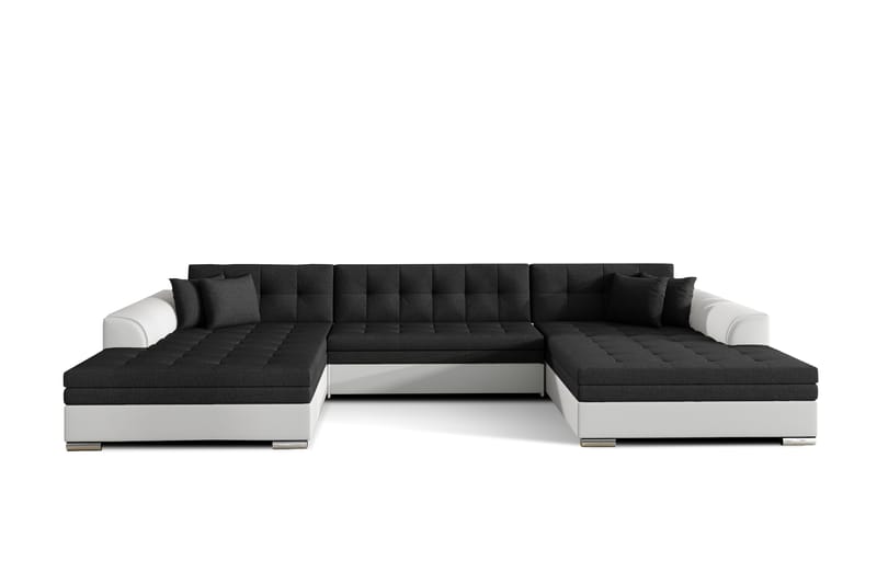 Hjørnesovesofa Biscottino - Svart/Hvit - Møbler - Sofaer - Sovesofaer - Langsgående sovesofa