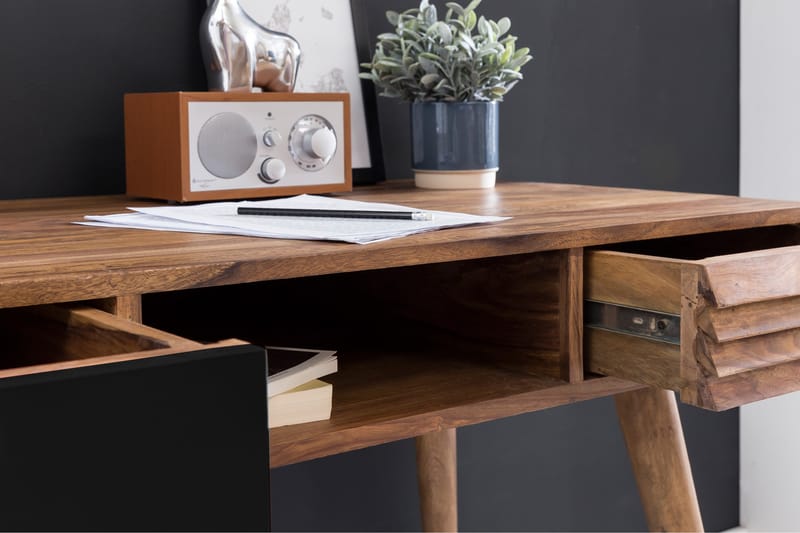 Skrivebord Hongsermeier 117 cm med Oppbevaring 2 Skuffer+Hyl - Natur - Skrivebord - Databord & PC bord