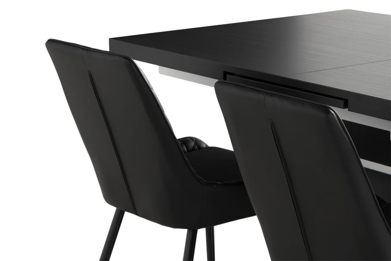 Spisegruppe Mueller Forlengbar 140cm inkl. 4 Allavare Stoler - Hvit / Svart - Spisegruppe